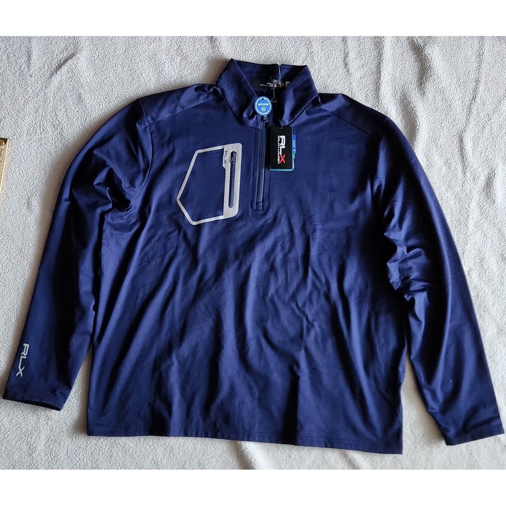 $168 RLX Ralph Lauren Luxury Jersey 1/4 Zip Pullover Golf Sweatshirt Mens XXL